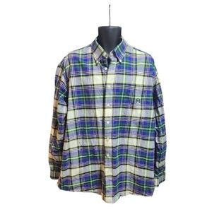 Cinch Men's Western Plaid Shirt - Blue and Green 100% Cotton.